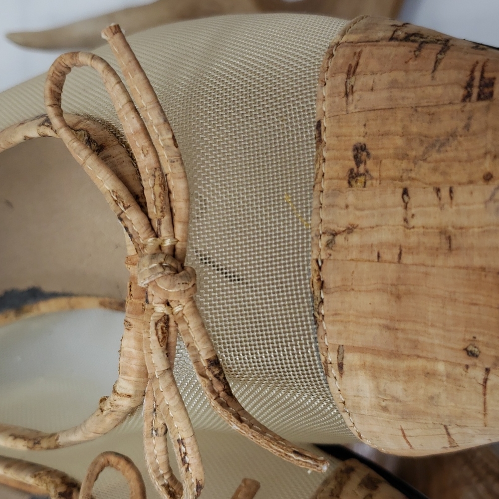 Vintage Rare Vaneli Cork & Mesh Bow Accent Ballet Flats Size 9.5 M - Picture 13 of 16